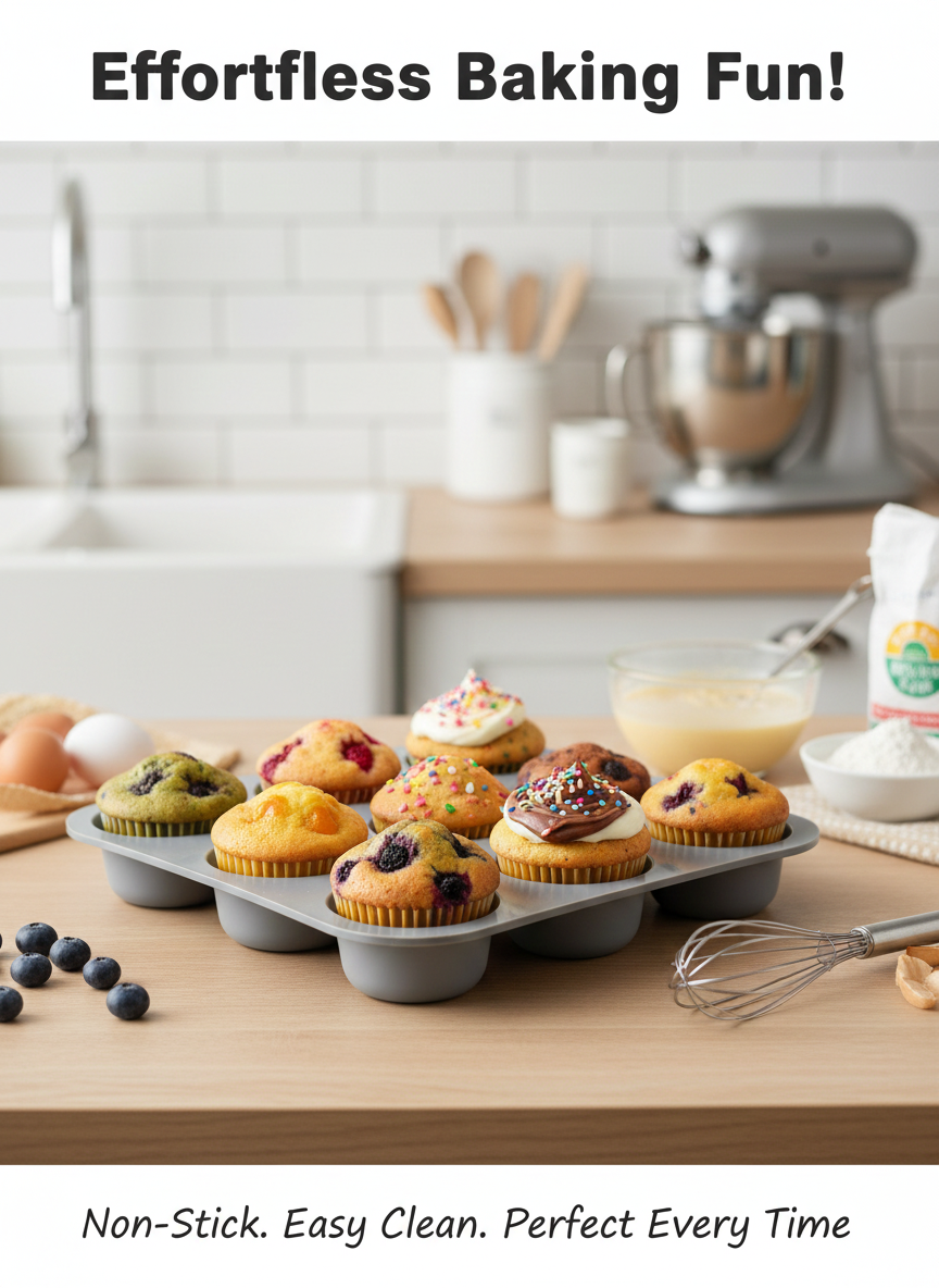 Pop-out silicone cake baking 12 holes try