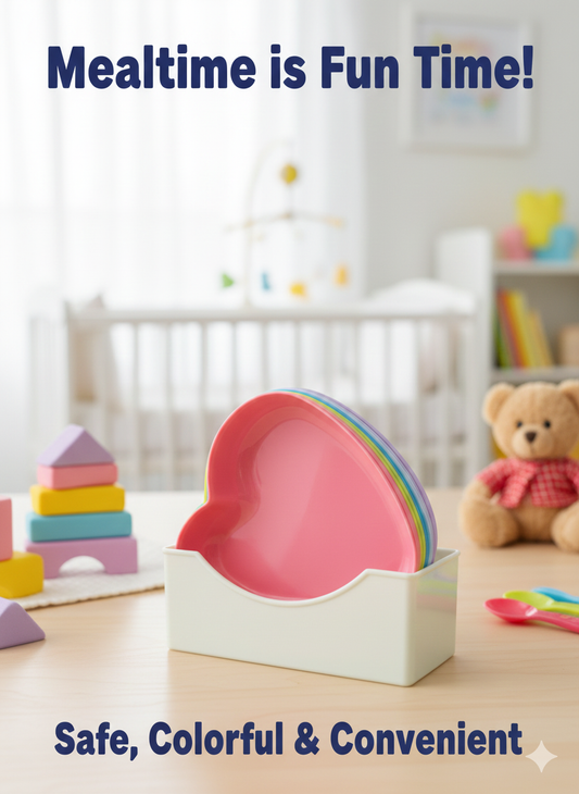 Plastic Plates Set With Stand Heart Shape