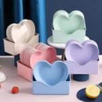 Plastic Plates Set With Stand Heart Shape